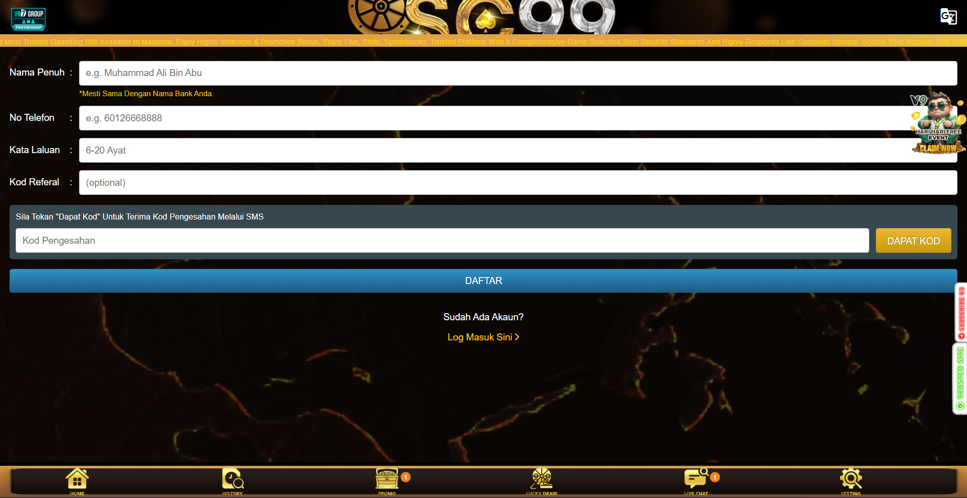 spincity99 Log Masuk